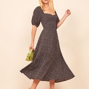 Reformation Zippy Dress - Midi length & puff sleeves
